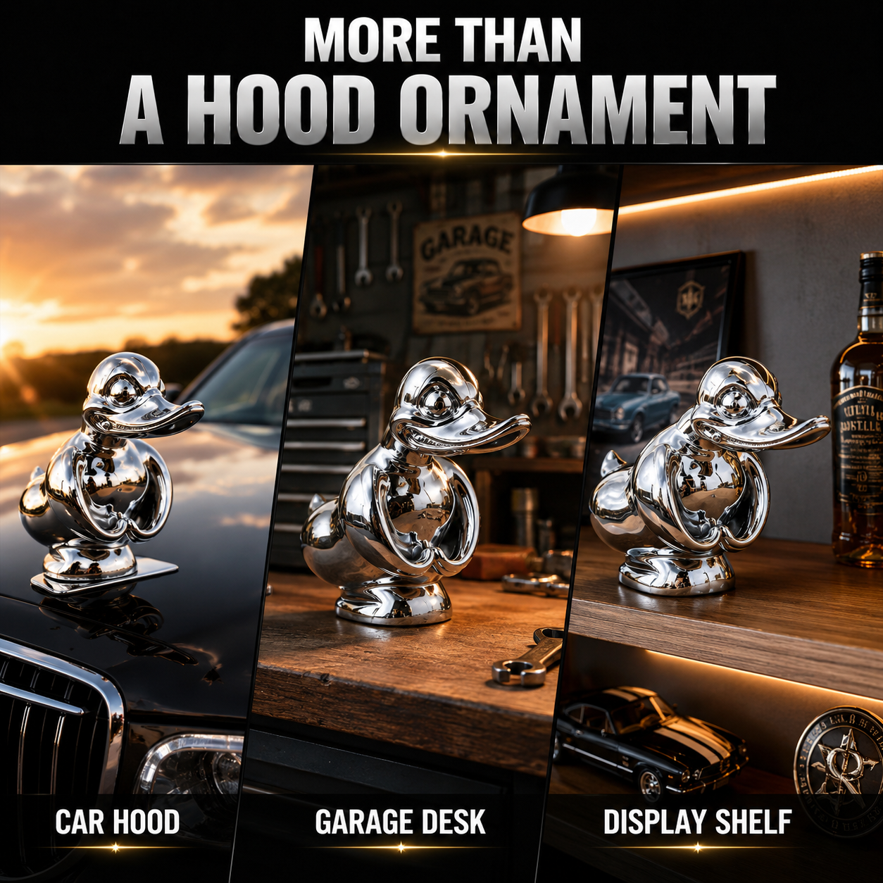 Chrome Angry Duck Hood Ornament – Car & Desk Decor