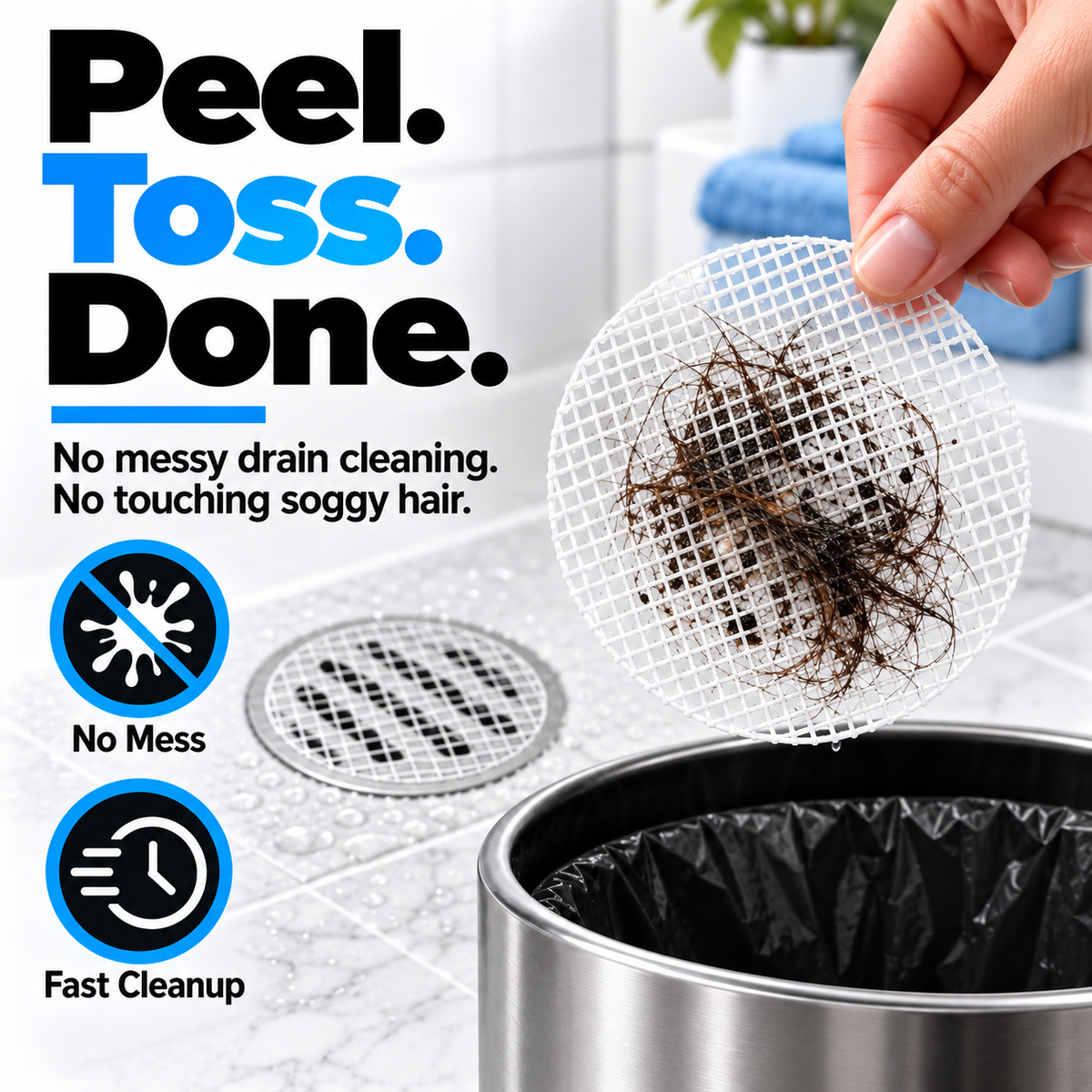 Disposable Drain Hair Catcher – Stop Hair Before It Clogs Your Drain 🚿🛒