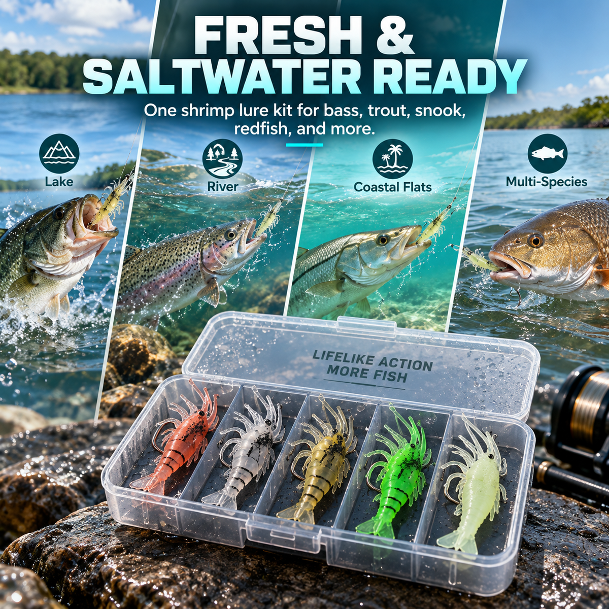 16 Pcs Realistic Grass Shrimp Fishing Lure Set with Box 🦐