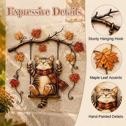 Autumn Cat Metal Wall Decor – Swinging & Standing Cat Designs