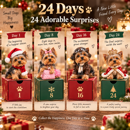24 Days of Yorkshire Terrier – 24 Unique Yorkie Figurines | Christmas Collectible Gift Set