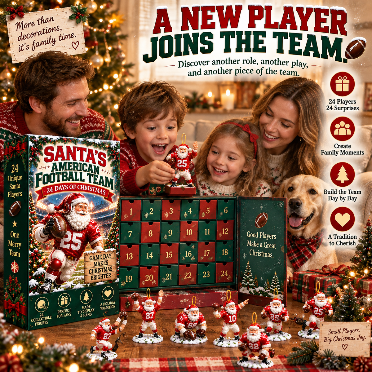 🏈🎅 Santa’s American Football Team – 24 Christmas Game-Day Players