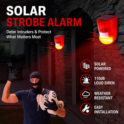🚨 129dB Solar Motion Sensor Alarm – Loud Siren & Flashing LED Security Alert