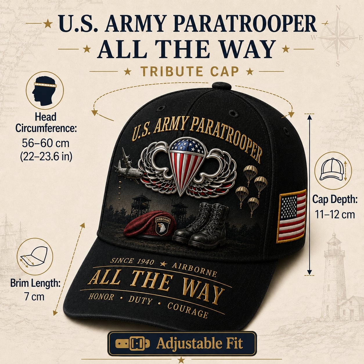 🪂U.S. Army Paratrooper “All the Way” Tribute Cap