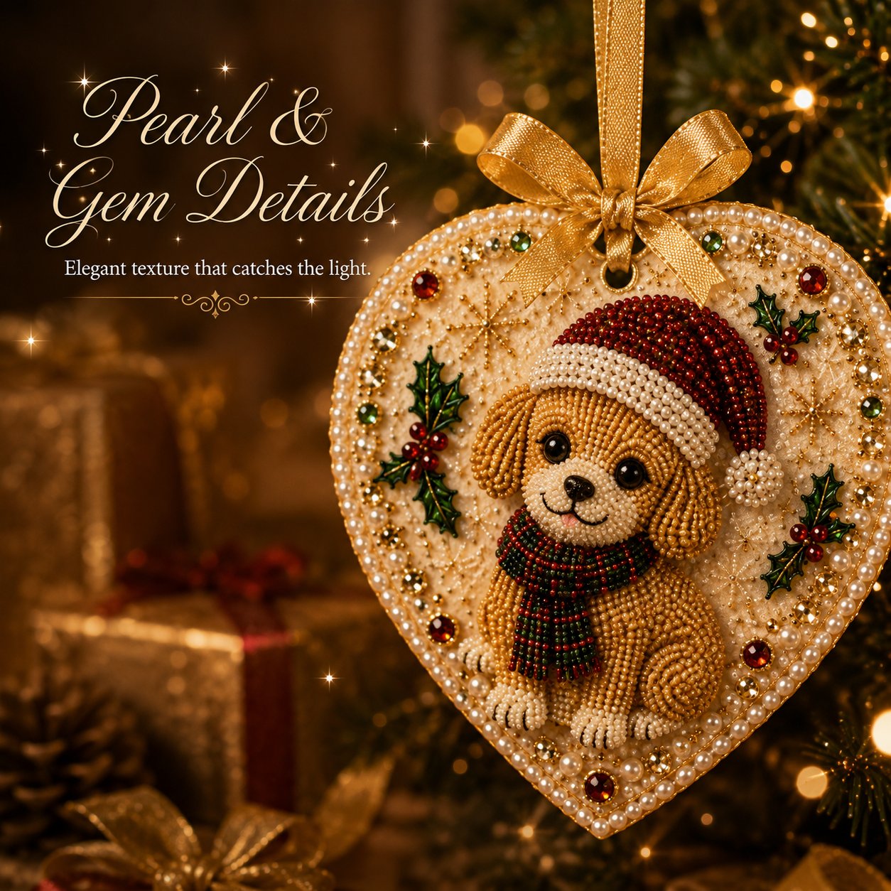 ⏳ Last Day 49% OFF – 🎄Beginner-Friendly DIY Pearl & Gem Christmas Heart Ornament Kit Collection | Complete Kit with Pearl-Style Beads, Gem Accents & Hanging Ribbon Included 💕