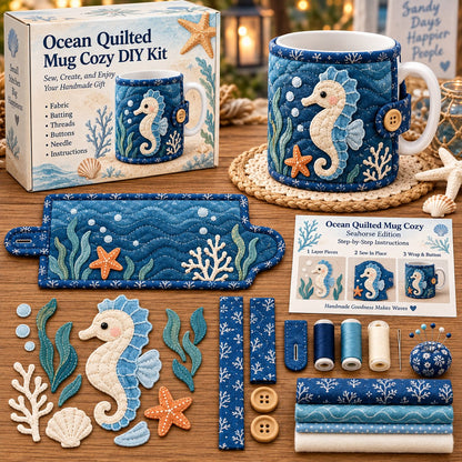 Ocean Jellyfish Quilted Mug Cozy DIY Kit