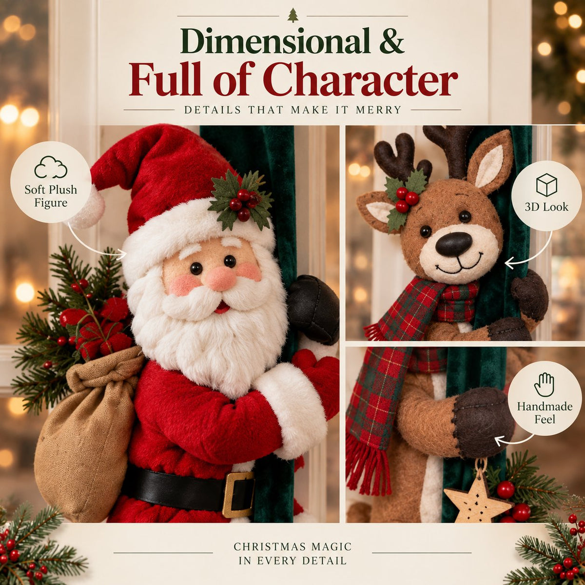 🎄Christmas Door Hugger – Santa or Reindeer Plush Hanging Decor