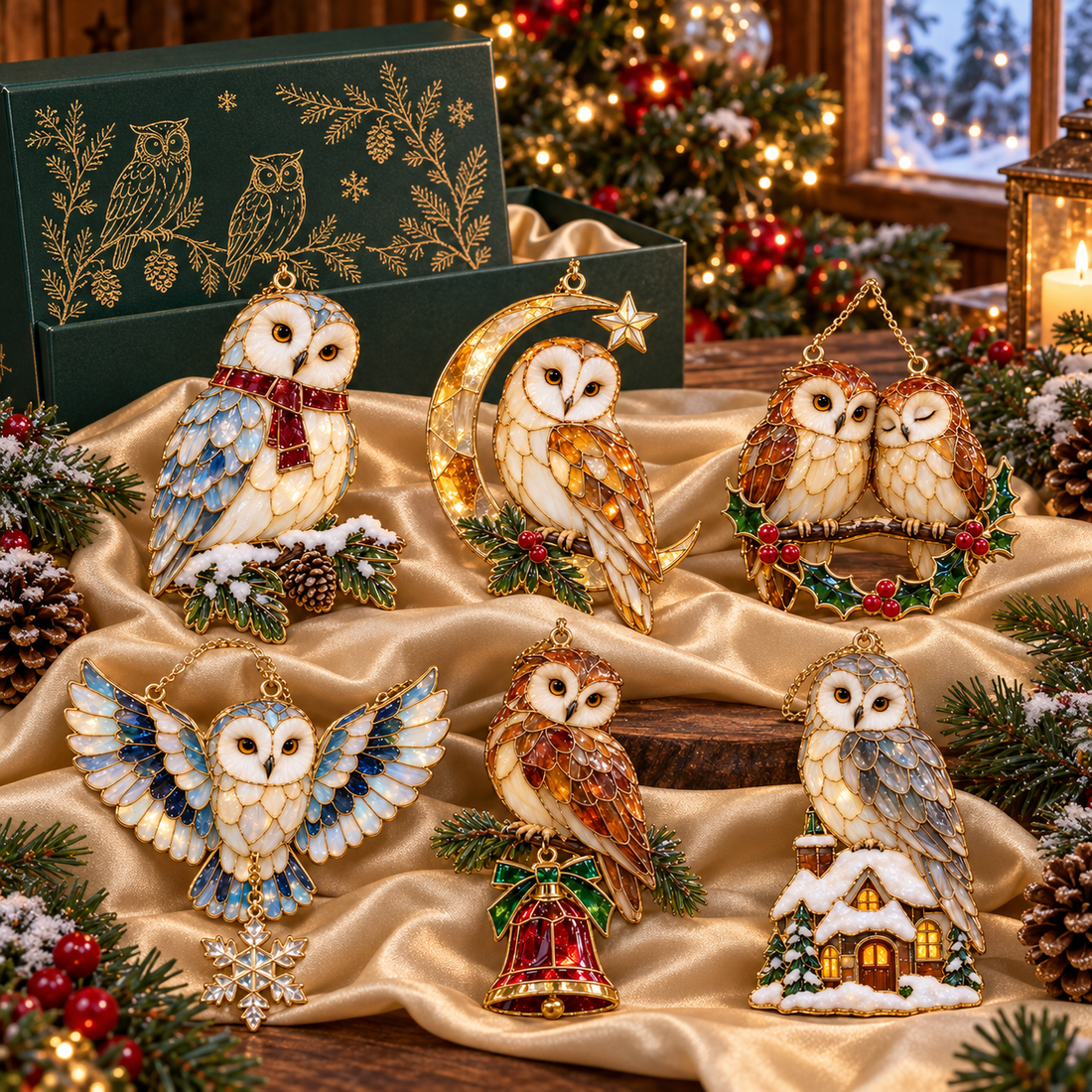 Owl Christmas ornament design detail