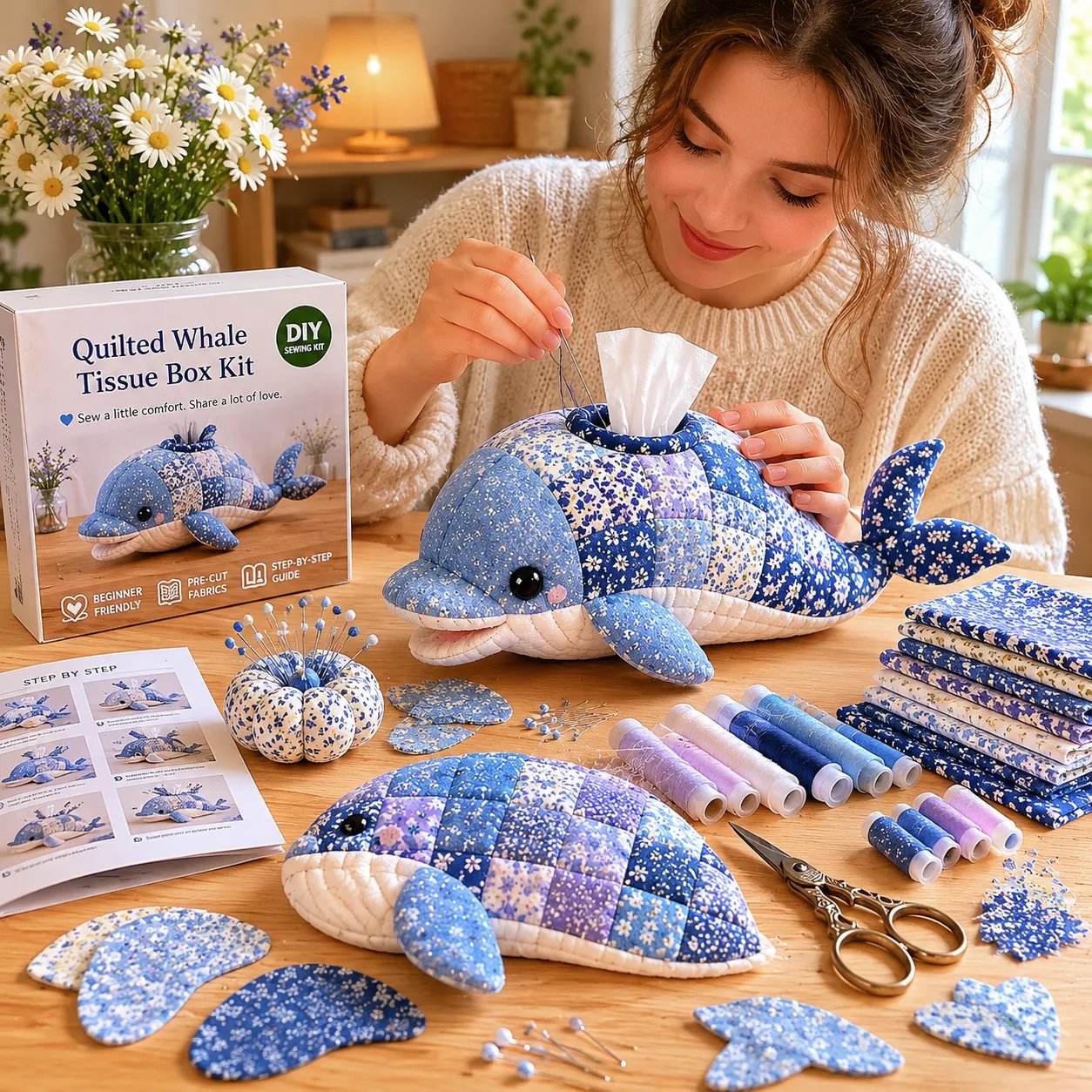 🎁🎉Only $24.99 This Week🌟🎉🧵 "Clever Hands" Ocean Animals DIY Tissue Box Craft Kit