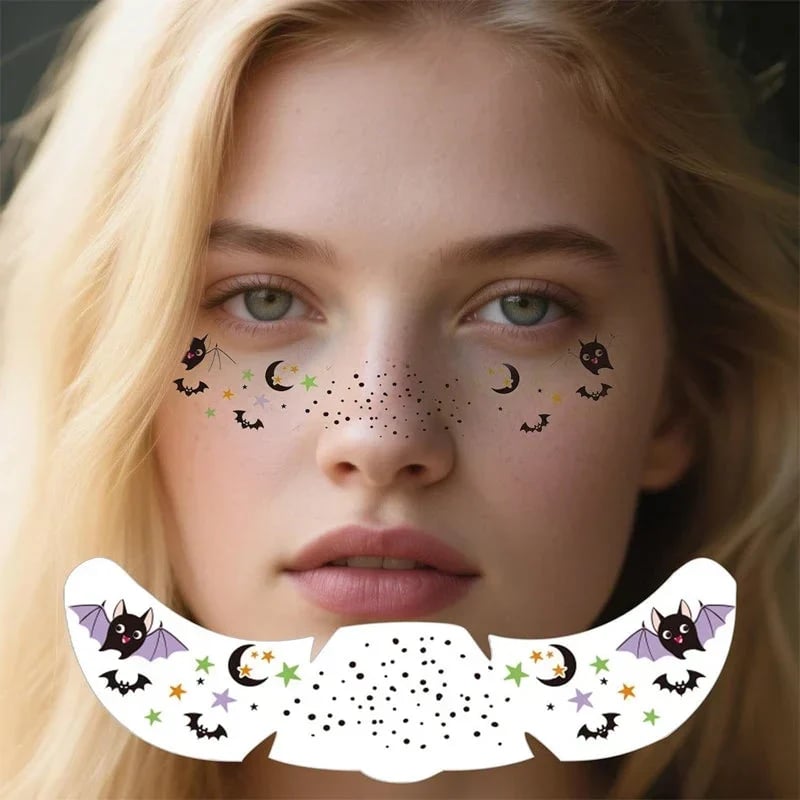🎃👻 Halloween Water-Transfer Face Tattoos — Create a Spooky Look in Seconds, No Messy Face Paint Needed! 🦇✨(Set of 3)