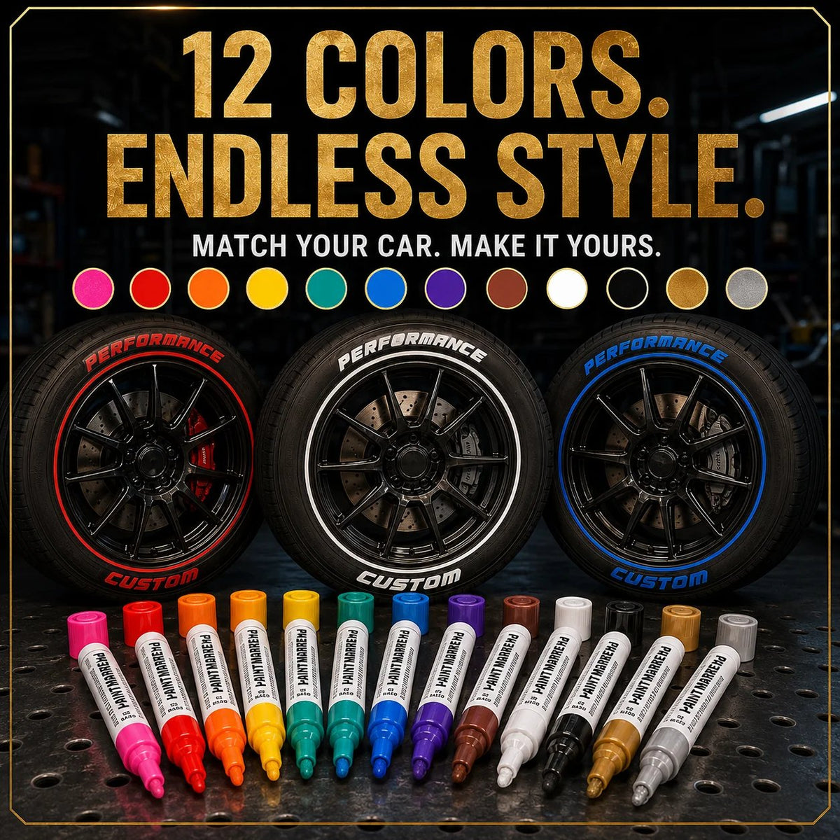 🎨 Tire Lettering & Craft Paint Markers – 12 Color Choices