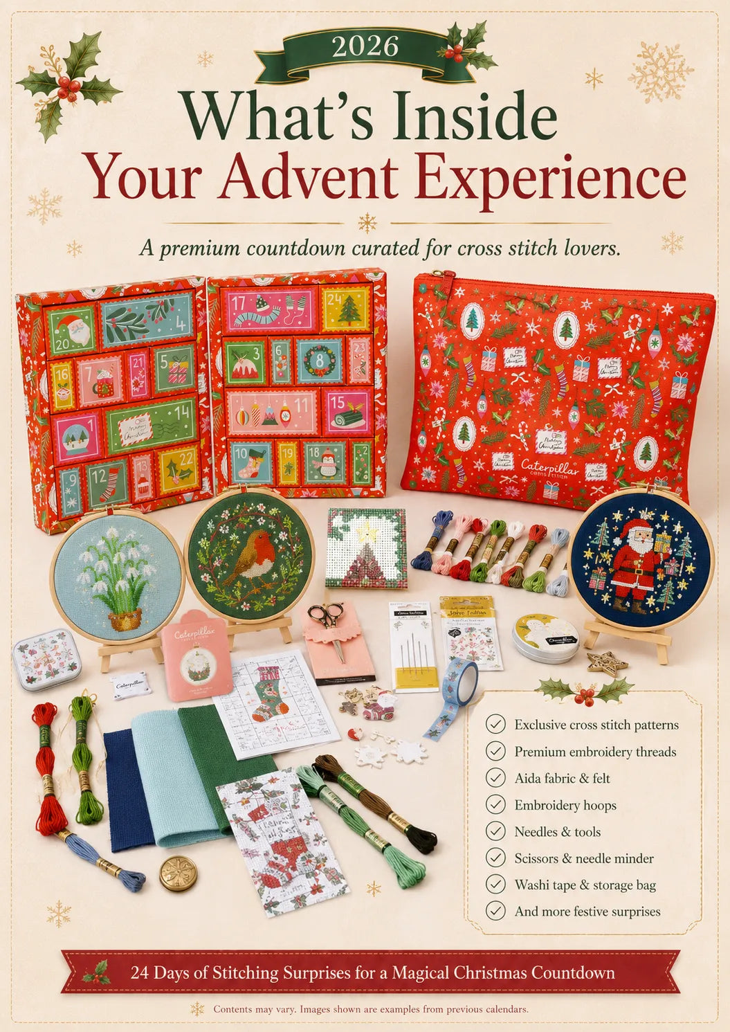 ⏳ Last Day 49% OFF – 🎄Christmas Cross Stitch Advent Calendar 2026 | 24 Stitching Surprises With Patterns, Threads & Crafting Essentials For A Handmade Holiday Experience ✨