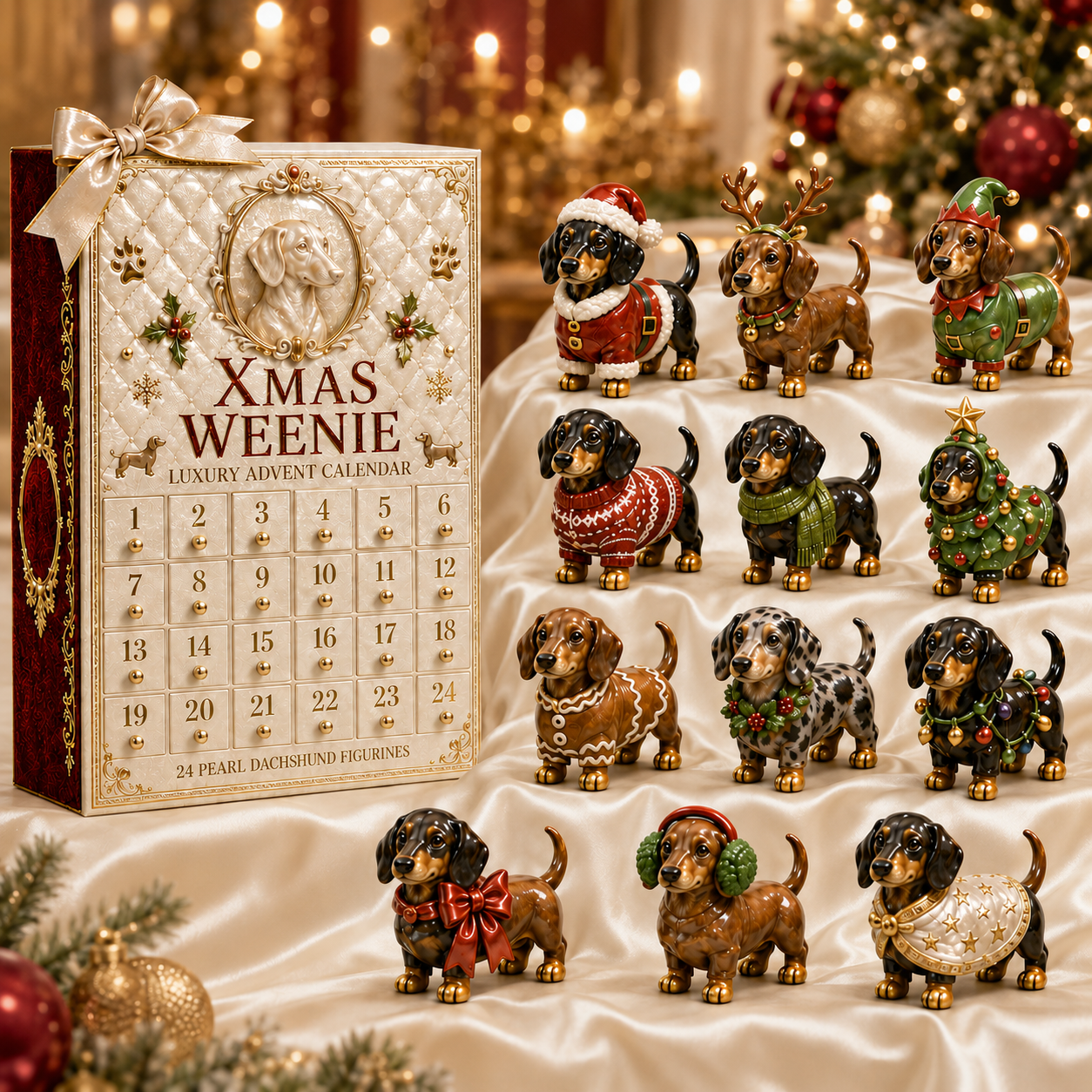 24-Day Dachshund Advent Calendar | Collectible Dog Figurine Christmas Countdown
