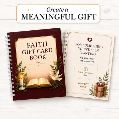 ✝️FAITH GIFT CARD BOOK📚 14 Themed Pages, Hardcover & Durability Line