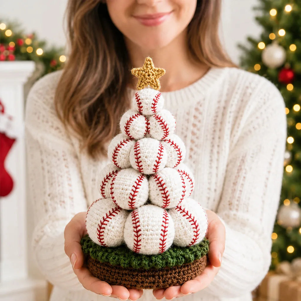 ⏳ Last Day 49% OFF – 🏆 Beginner-Friendly DIY Sports Ball Christmas Tree Crochet Kit Collection | Complete Kit with Coordinated Yarn, Stuffing, Crochet Materials & Step-by-Step Guide Included 💕
