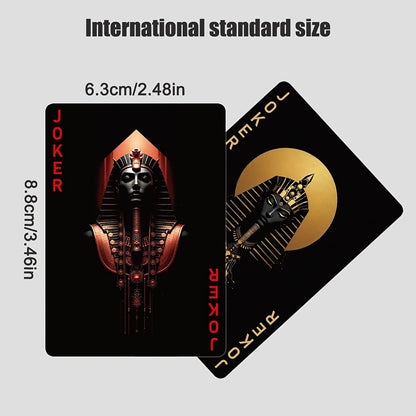 Black‑Gold Egyptian Themed Playing Cards – 300g Blue-Core Deck