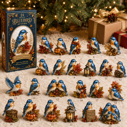 24-Day Bluebird Advent Calendar | Hand-Painted Ornament Countdown Gift