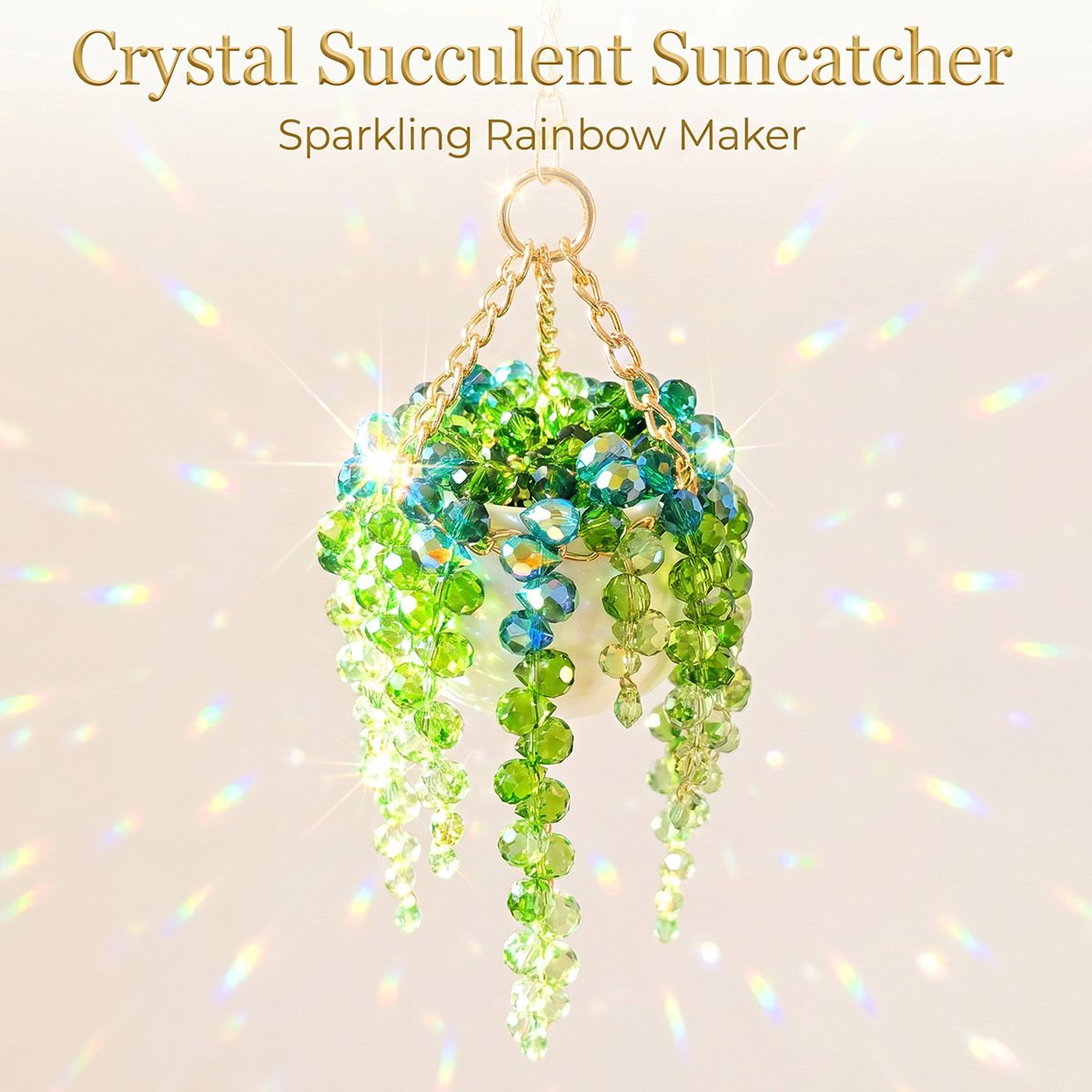 Mini White Pot Beaded Plant Suncatcher