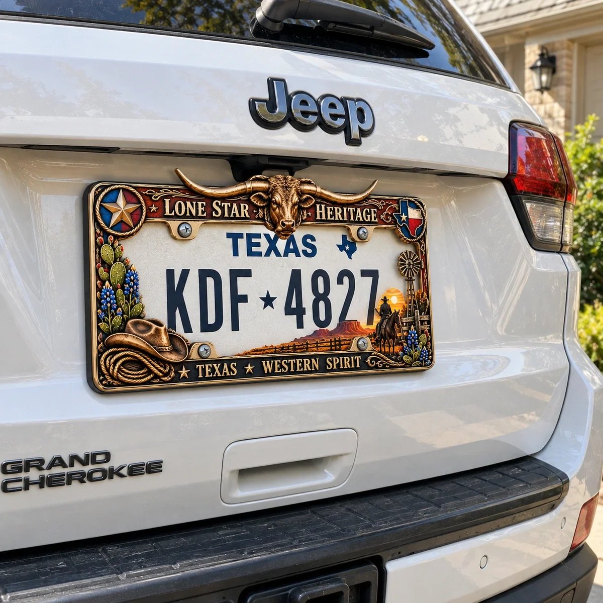🐂 Texas Longhorn 3D Metal License Plate Frame & Hitch Cover Set – Vintage Western Cowboy Truck Decor & Gift