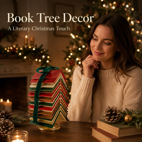 Stacked Book Christmas Tree with Ribbon