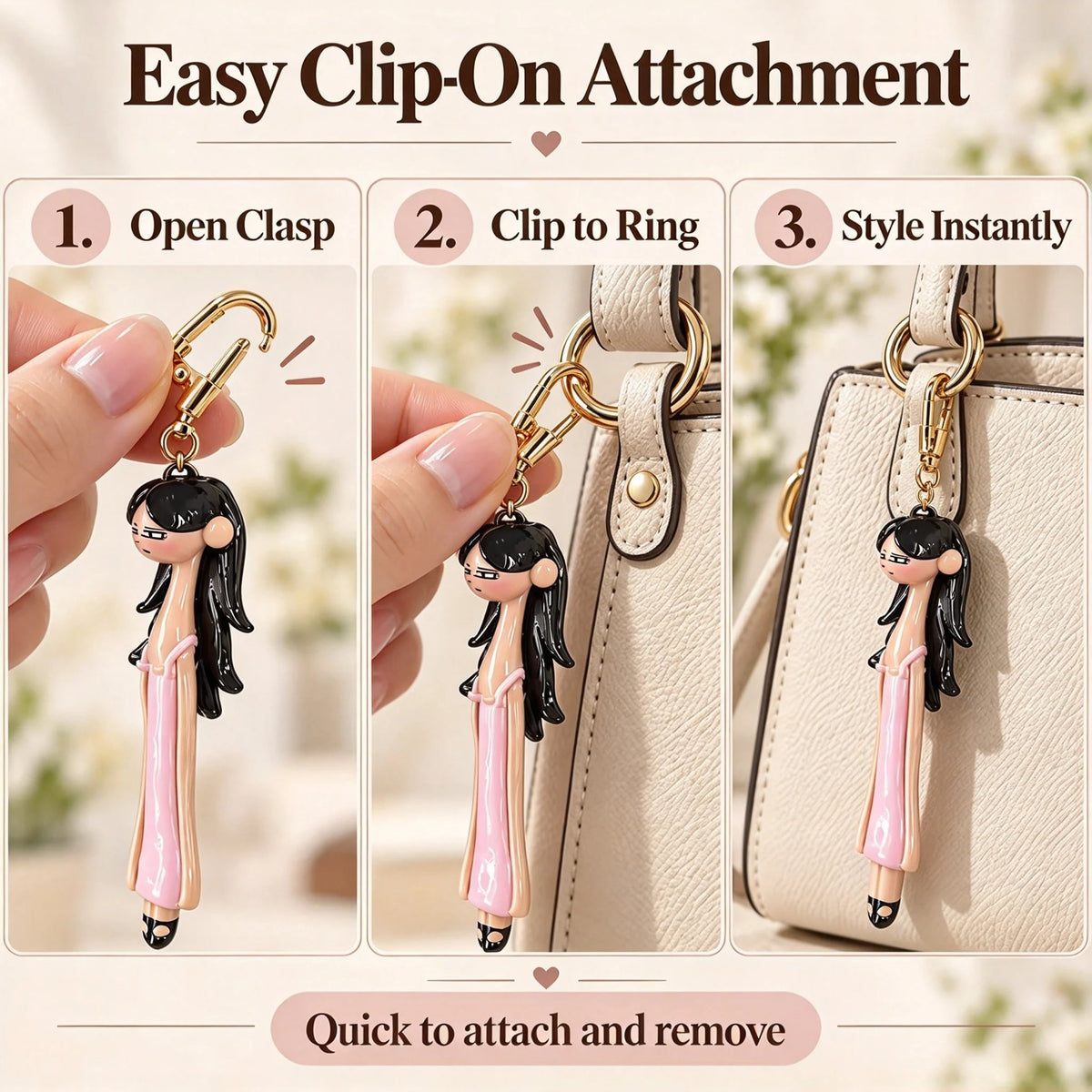 👗 Cute Fashion Girl Doll Bag Charm Keychain