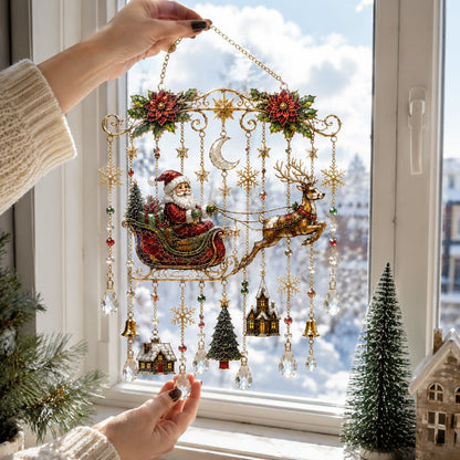 🔥 LAST DAY 49% OFF – 🎄Handmade Christmas Stained Glass Window Hanging | Tempered Stained Glass, K9 Crystal Drops & Ready-to-Hang Holiday Decor ✨