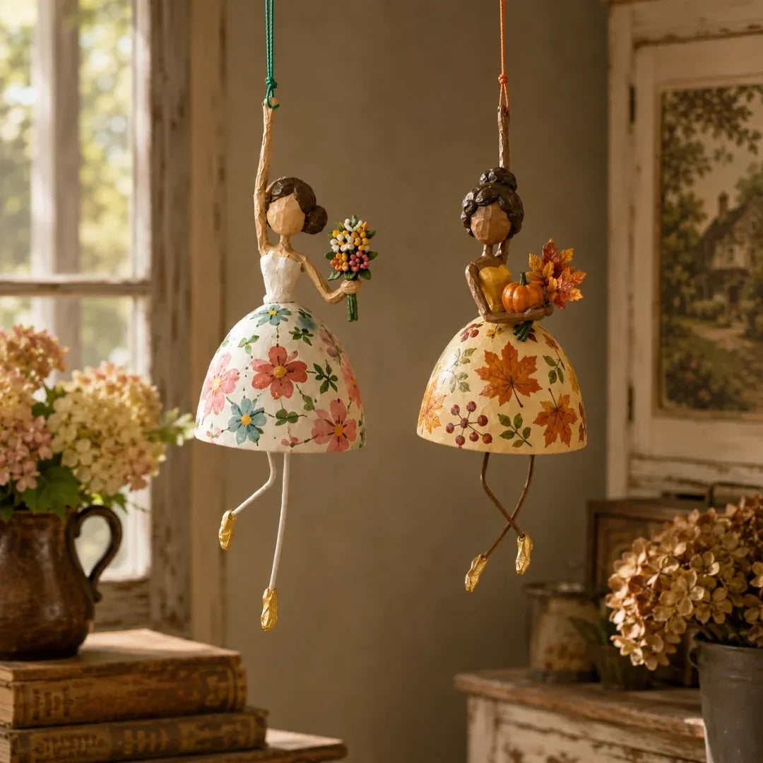 🌸 Whimsical Dancing Lady Hanging Ornament | Vintage Folk-Art Décor with Wind-Activated Swaying Design & Playful Dangling Details ✨