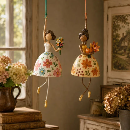 🌸 Whimsical Dancing Lady Hanging Ornament | Vintage Folk-Art Décor with Wind-Activated Swaying Design & Playful Dangling Details ✨