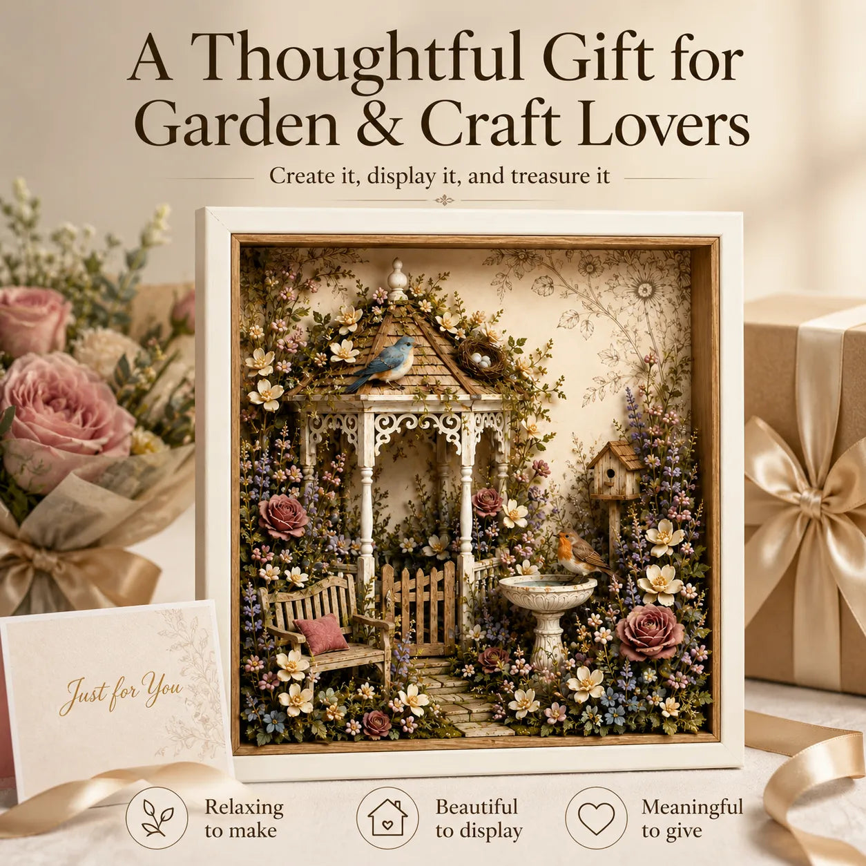 🌷DIY 3D English Cottage Garden Shadow Box Kit