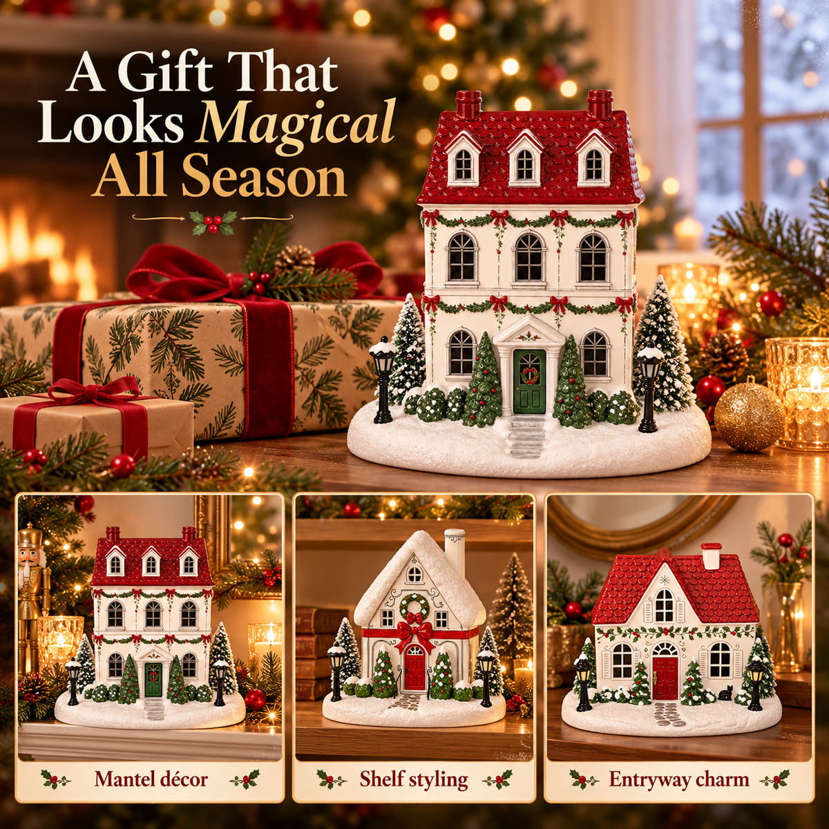 🎅 Lighted Christmas Village Aroma Diffuser – Chimney Mist & Glowing Windows