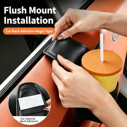 💥Huge Savings 49% OFF｜Leather Car Door Side Storage Pocket, Double‑Layer Organizer with Flannel Lining