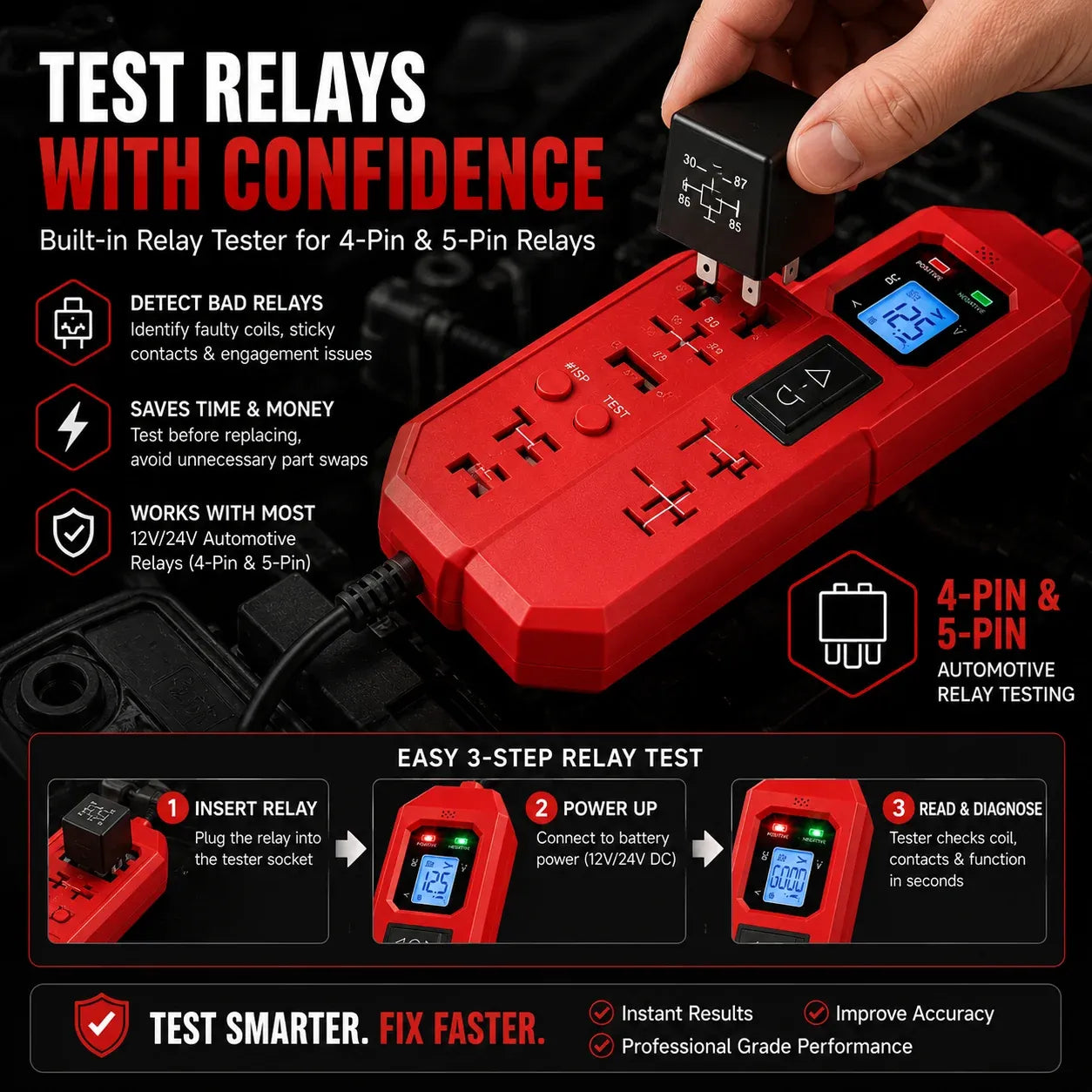 3-in-1 Automotive Power Circuit Probe & Relay Tester – 12V/24V Electrical Diagnostic Tool