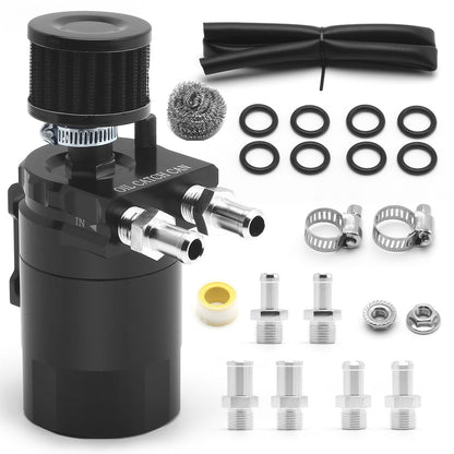 🔥HOT SEAL🔥Universal 300ML Baffled Oil Catch Can Tank Kit w/ Breather Filter & Steel Wool