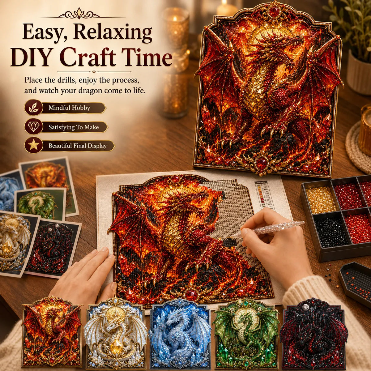 🐉Dragon Magic 3D Layered Diamond & Pearl Art Kit✨