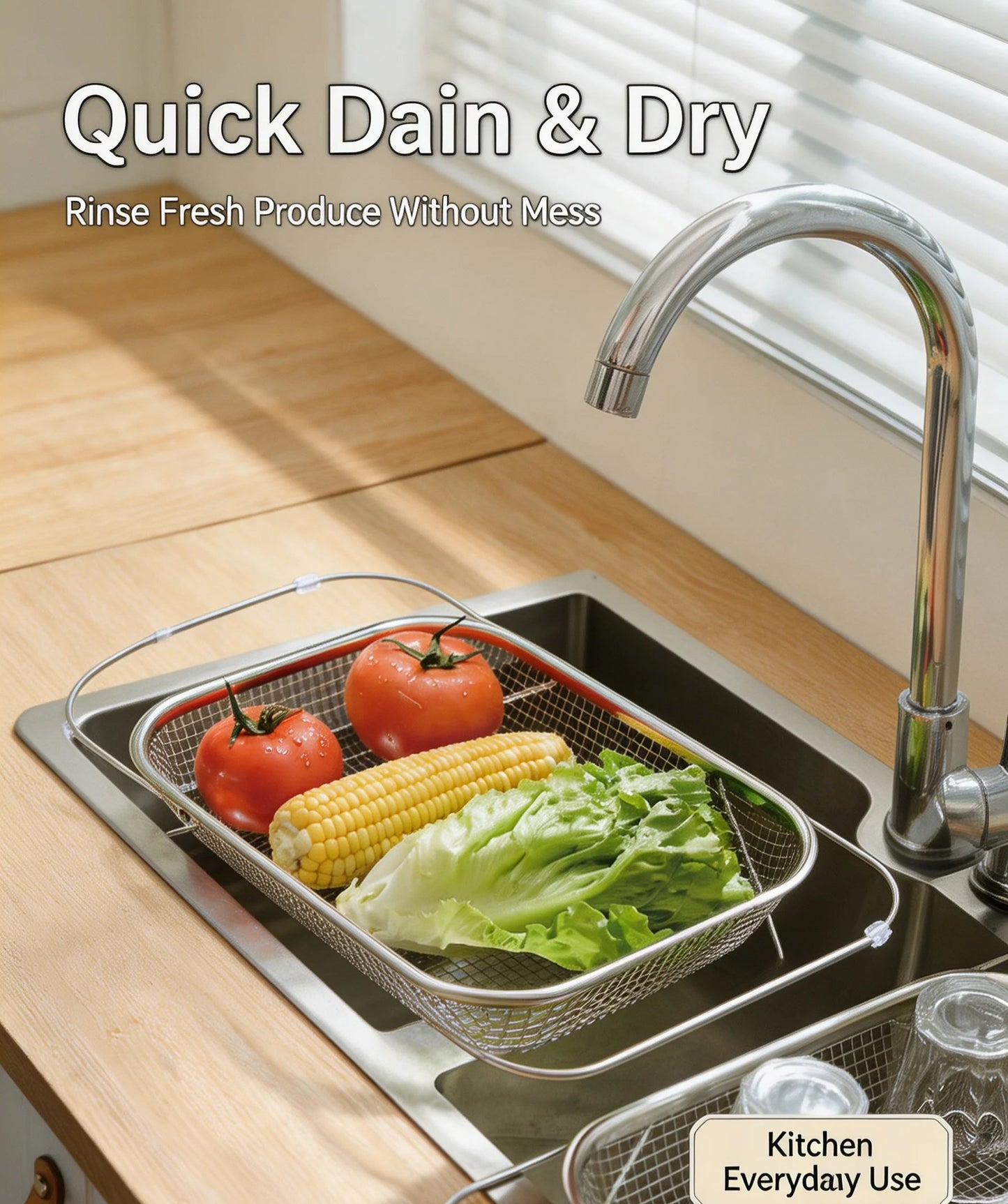 Stainless Steel Expandable Over-The-Sink Colander