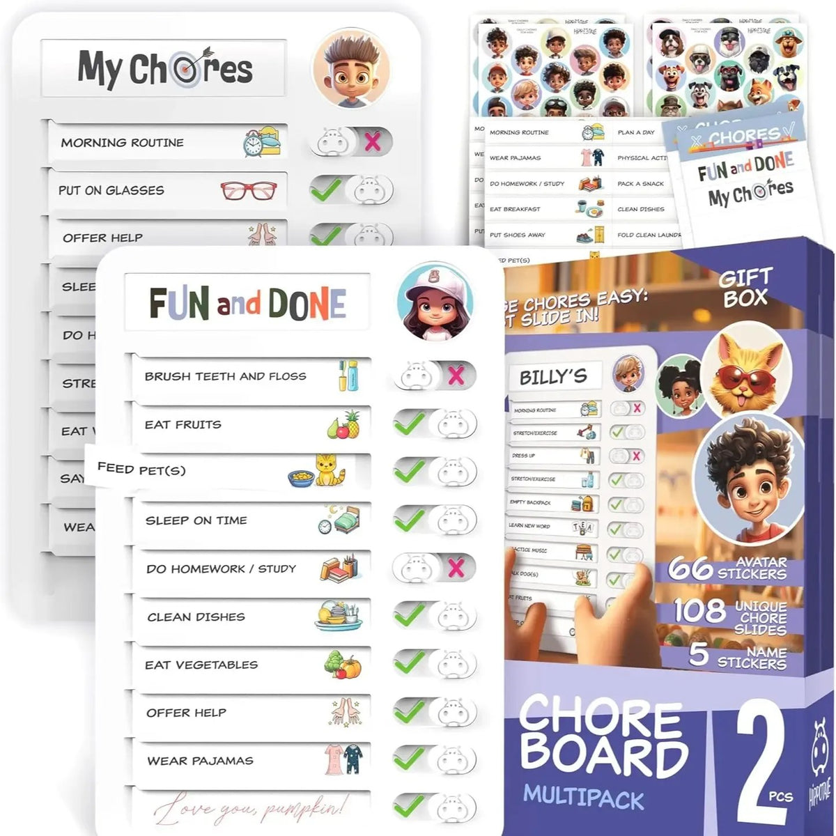 Magnetic Kids Daily Routine & Chore Chart – Visual Task Board with 120 Activity Cards, Stickers & Icons