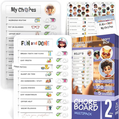 Magnetic Kids Daily Routine & Chore Chart – Visual Task Board with 120 Activity Cards, Stickers & Icons