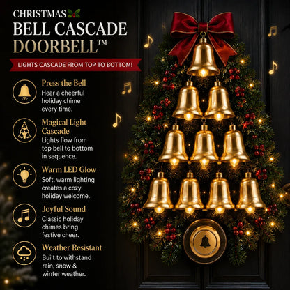 🔥😍🔔 Christmas Bell Cascade Doorbell– Light-Up Holiday Chime Door Decor 🎄