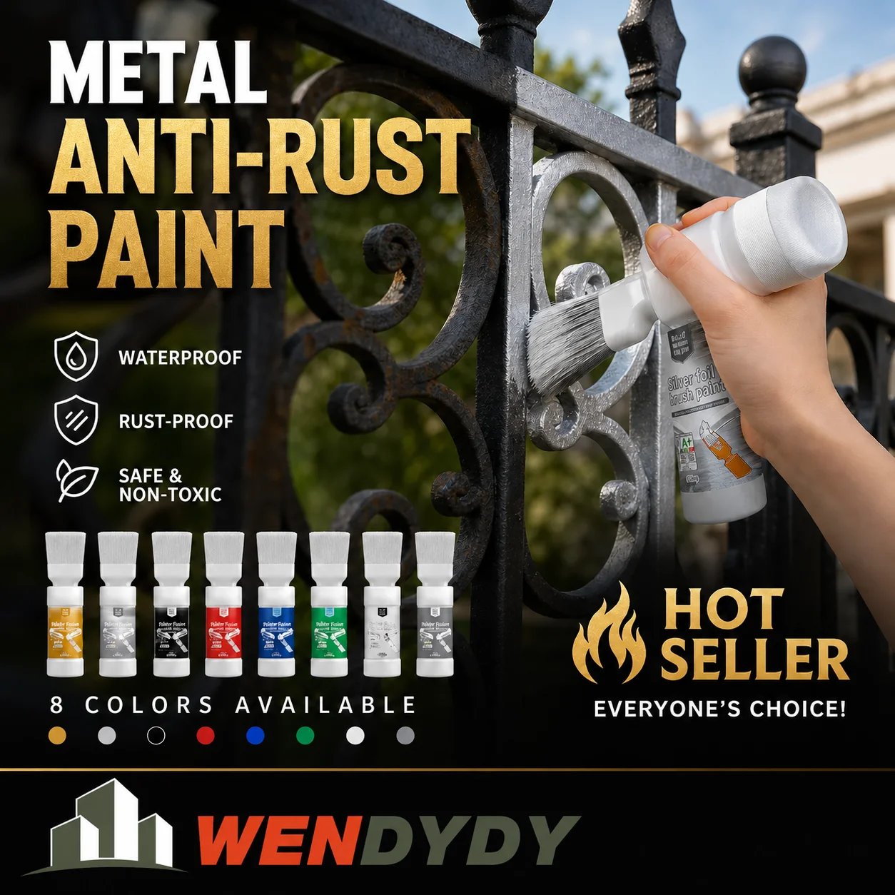 🔥HOT SALE🔥✨New Arrival✨🖌️🏠Water-Based Metallic Silver Paint with Built-in Brush💥👍