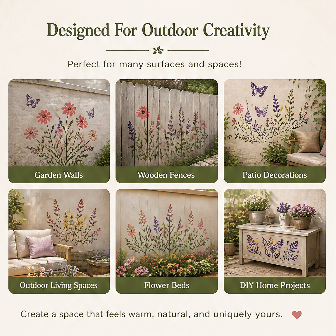 🔥LAST DAY 50% OFF - 🌿 Garden Wall StencilTM – Reusable DIY Kit for Walls, Fences & Patios