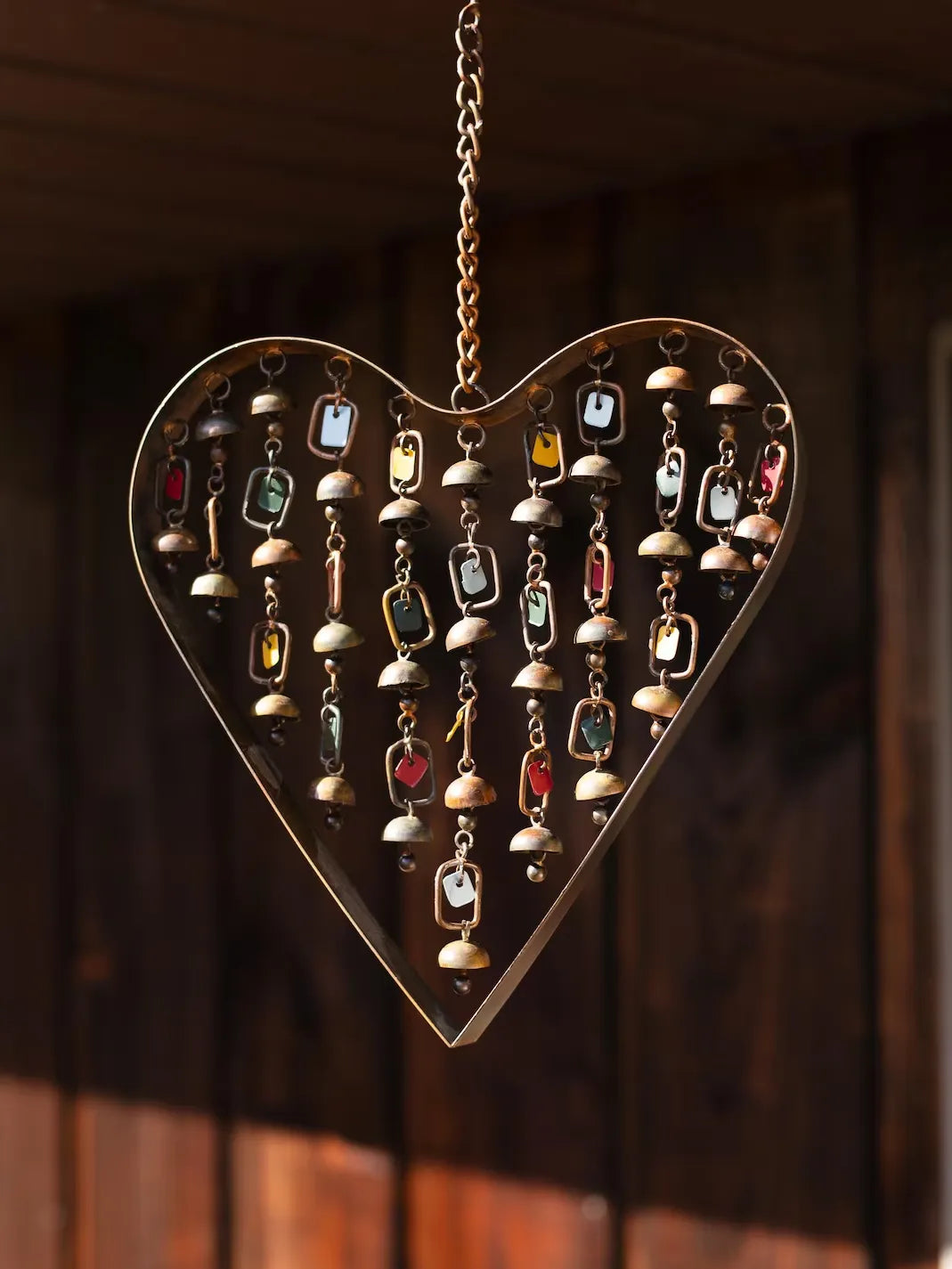 💖 Heart Wind Chime – Handcrafted Metal Garden Ornament