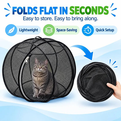 🐱 RollyCat 360° Mesh Cat Playpen – Spacious, Breathable & Secure Outdoor Play Space for Cats