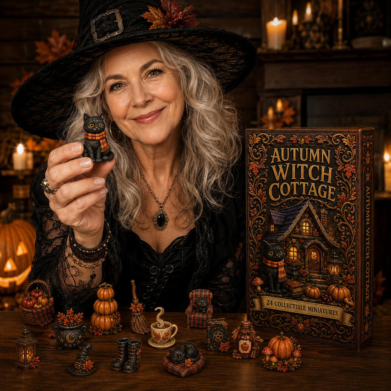 Autumn Witch Cottage Advent Calendar 2026 – 24 Cozy Witchy Miniatures, Black Cat Collectibles & Magical Fall Cottage Surprises