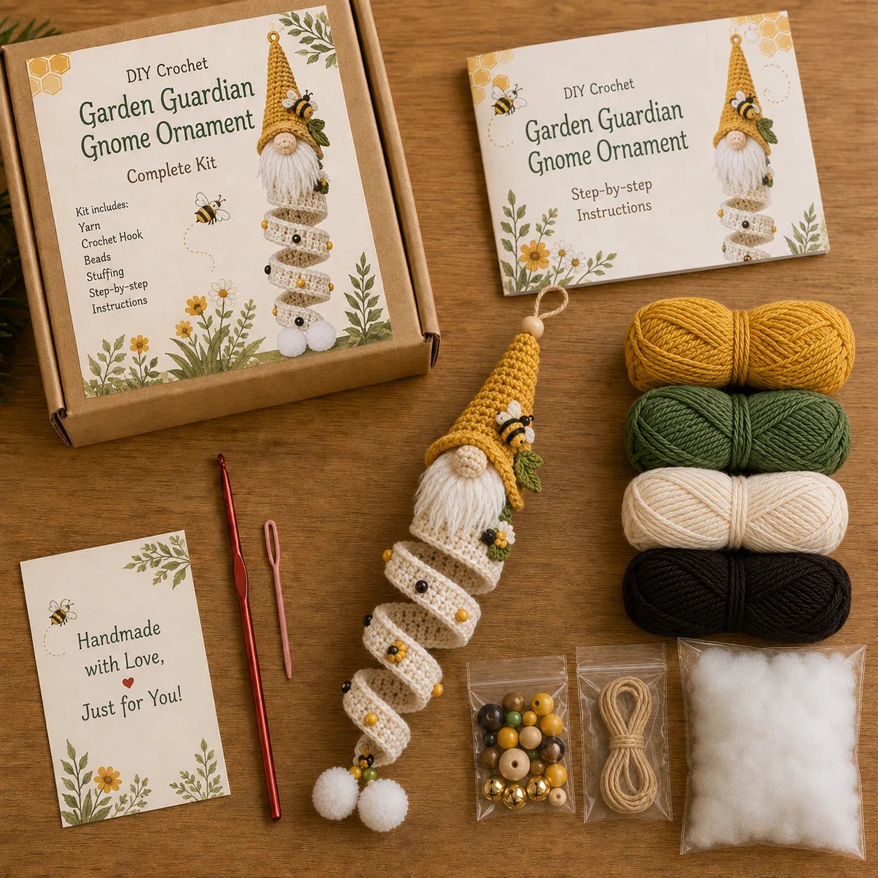 🔥 LAST DAY 49% OFF – 🎄Cozy Gnome Crochet Ornament Kit Collection | Premium Soft Yarn, Complete Crochet Tools & 9 Charming Designs 🧶✨