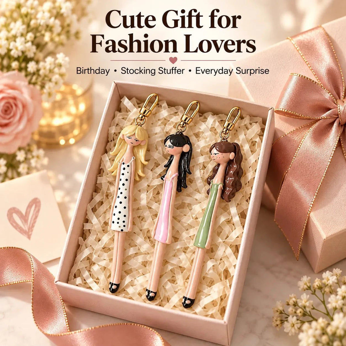 👗 Cute Fashion Girl Doll Bag Charm Keychain