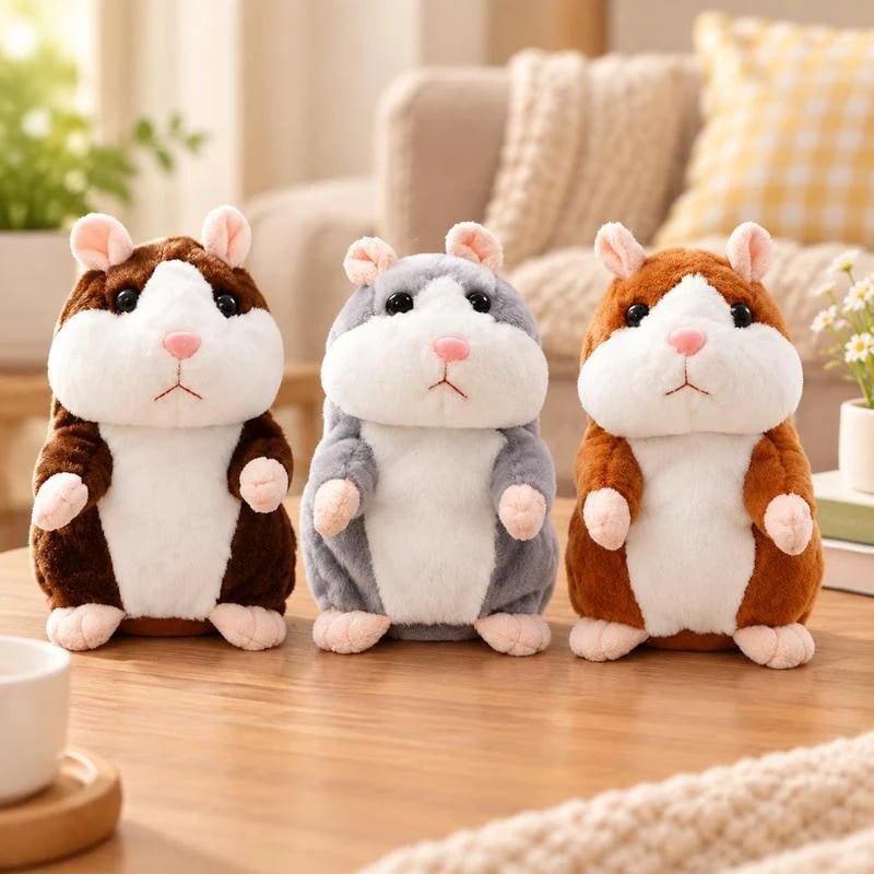 🐹 Talking Hamster Plush – repeats whatever you say, auto head-shaking, hilarious fun for kids & adults 🎁