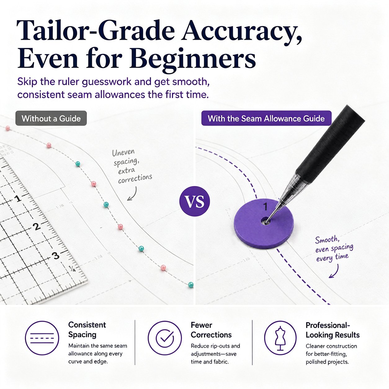 🔥Last Day 50% OFF - 🪡✂️Effortless Seam Allowance Guide Wheel Set