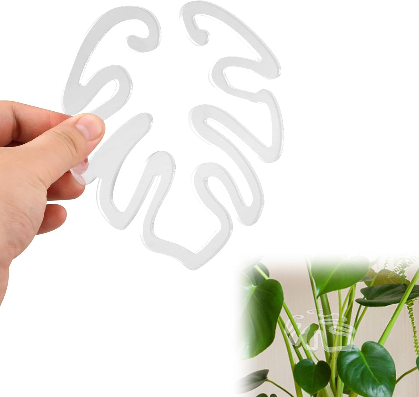 Clear Monstera Leaf Acrylic Plant Support Stake | Invisible Stem Support for Indoor Potted Plants 🌿