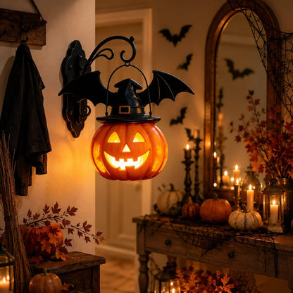 🎃Halloween Early Bird Special Sale 50% OFF🎃 Bat Hat Pumpkin Wall Lamp 🦇