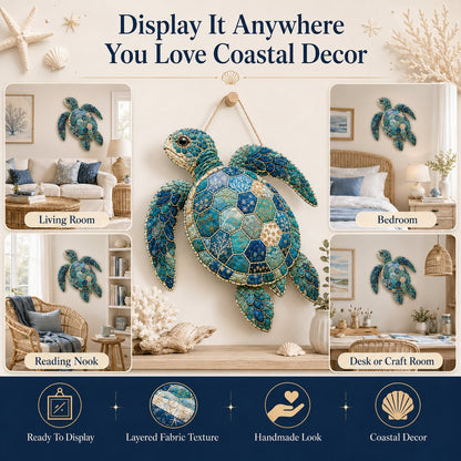 🌊🧵 Premium Ocean Patchwork DIY Kit | High-Quality Layered Fabric with Stitched Details DIY Handmade Coastal Decor 🐚✨